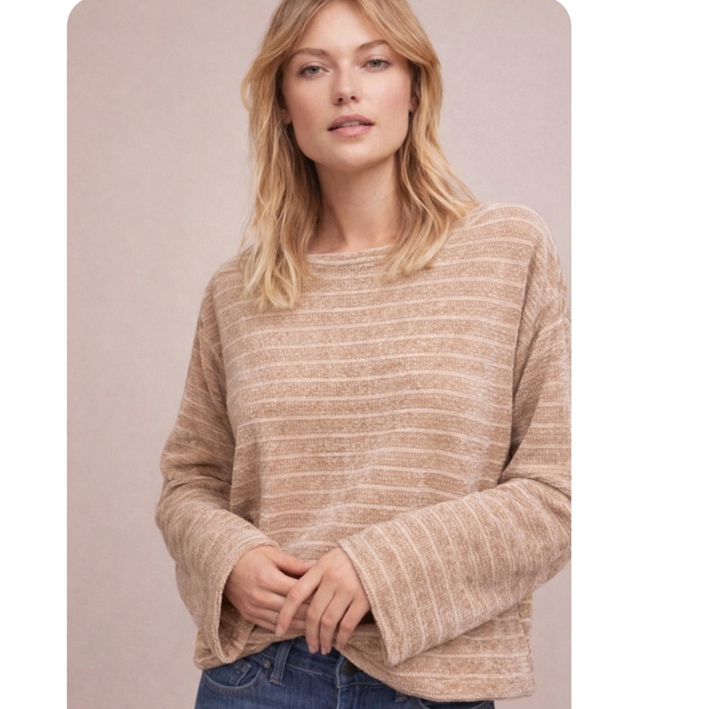 Anthropologie Oversized Chenille Striped Pullover Sweater